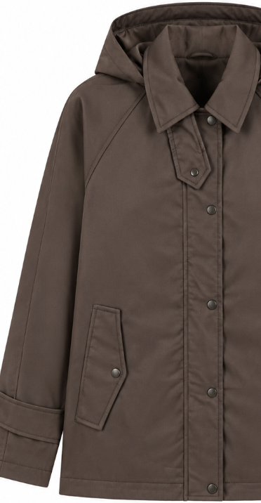 Brown Detachable Hooded Parka Jacket - Casual Outerwear WC-009