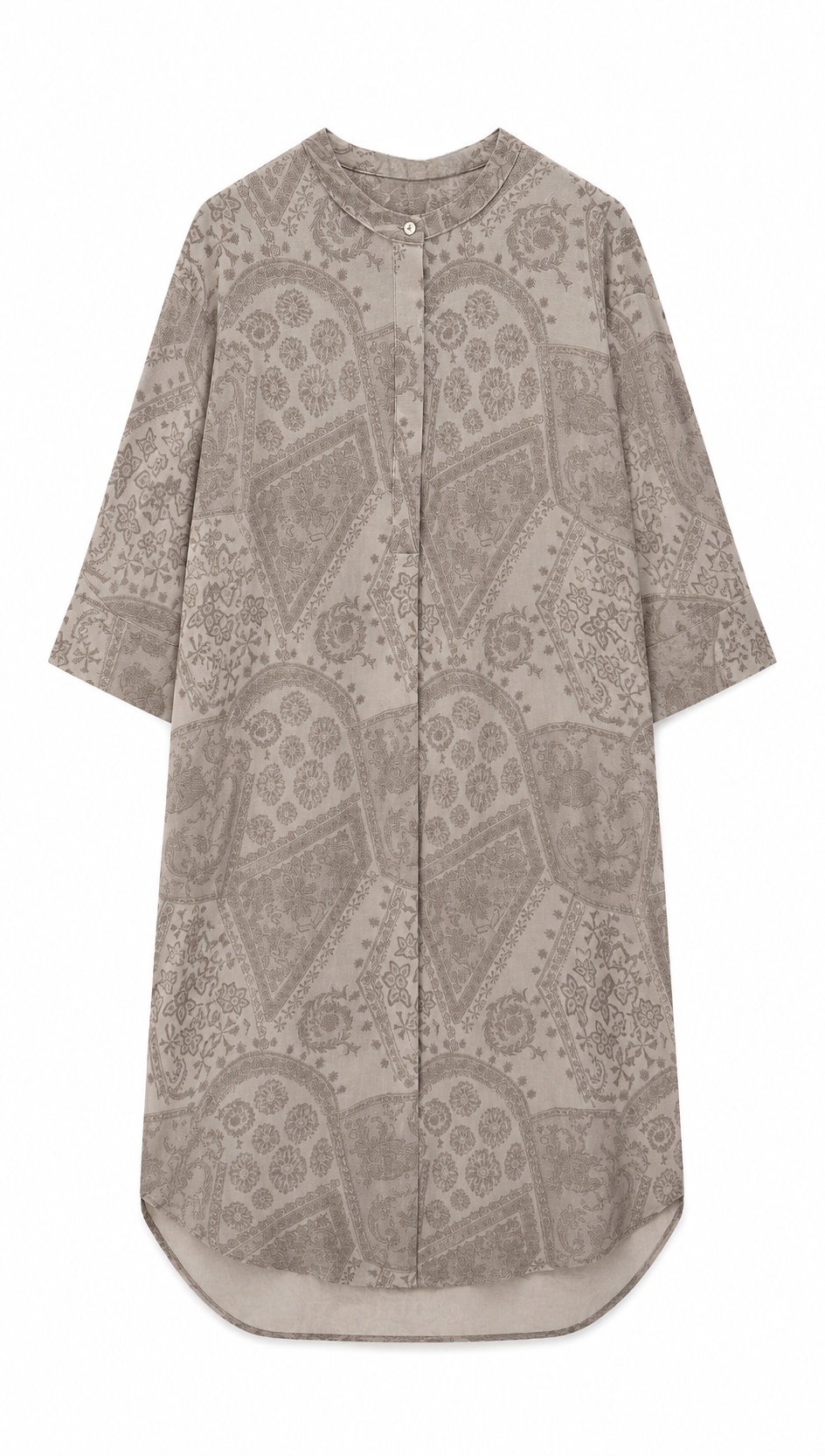 Minimalist Paisley Print Half-Button Tunic Dress AN-750010