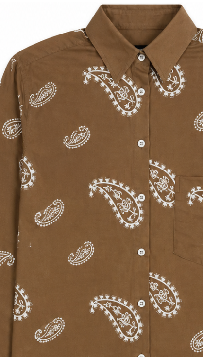 Paisley Embroidered Long-Sleeve Button-Up Shirt AN-121020