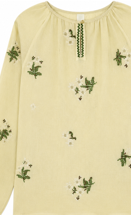 Floral Embroidered Long-Sleeve Blouse AN-620046