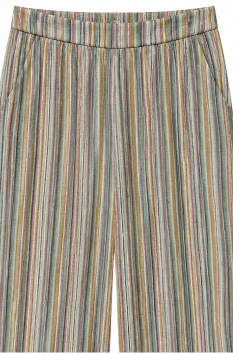 Elastic Waist Striped Wide Leg Pants - Versatile Boho Bottoms D-42124