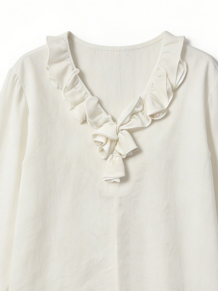 Women’s Romantic Ruffle Tie-Neck Blouse C-43144