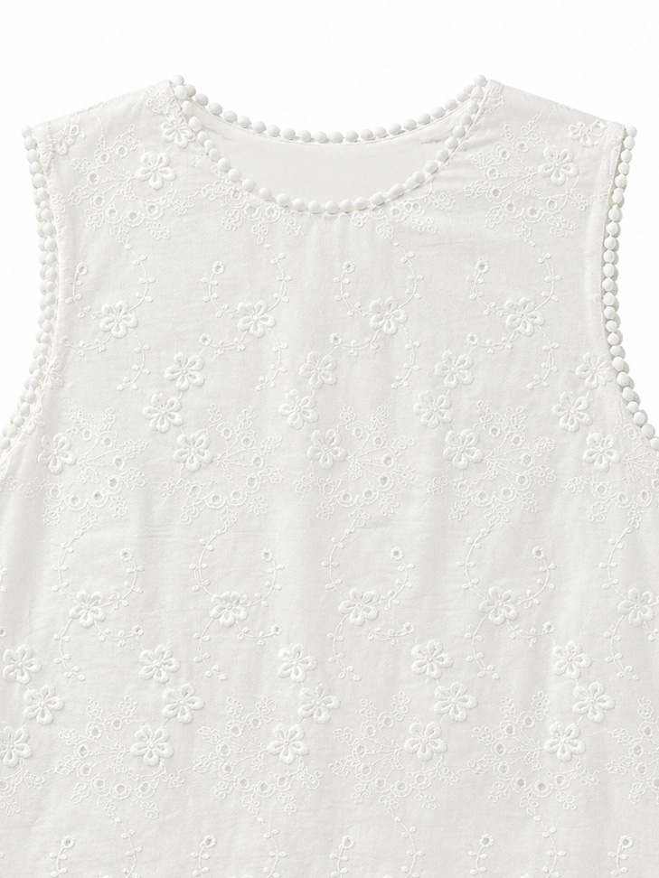 Women’s Boho Eyelet Embroidered Sleeveless Top D-42885