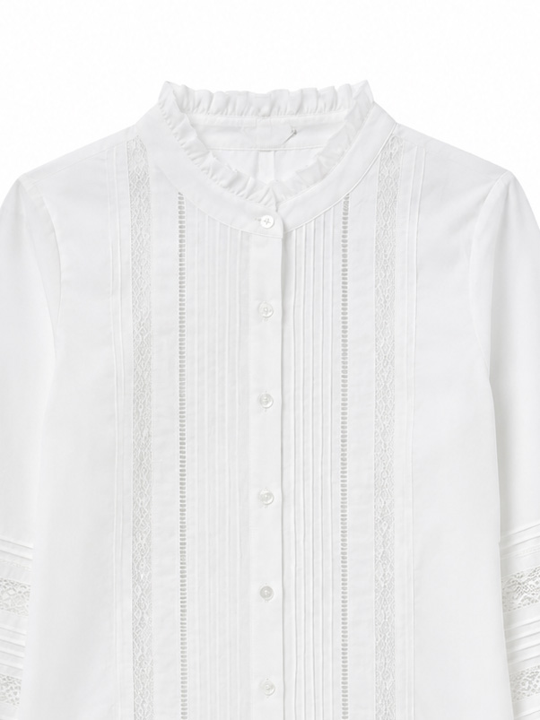 Women’s Victorian Pintuck Lace Ruffle Collar Blouse D-42991