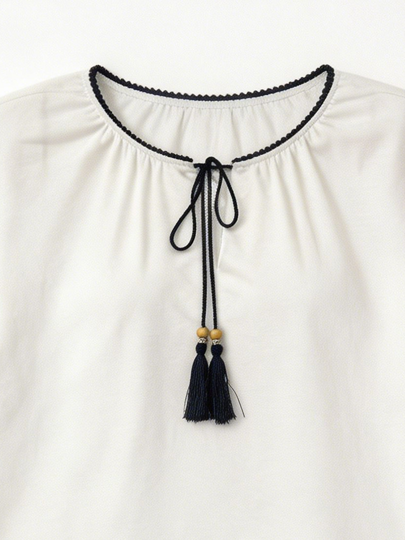Women’s Boho Embroidered Tassel Tie Top M-42980