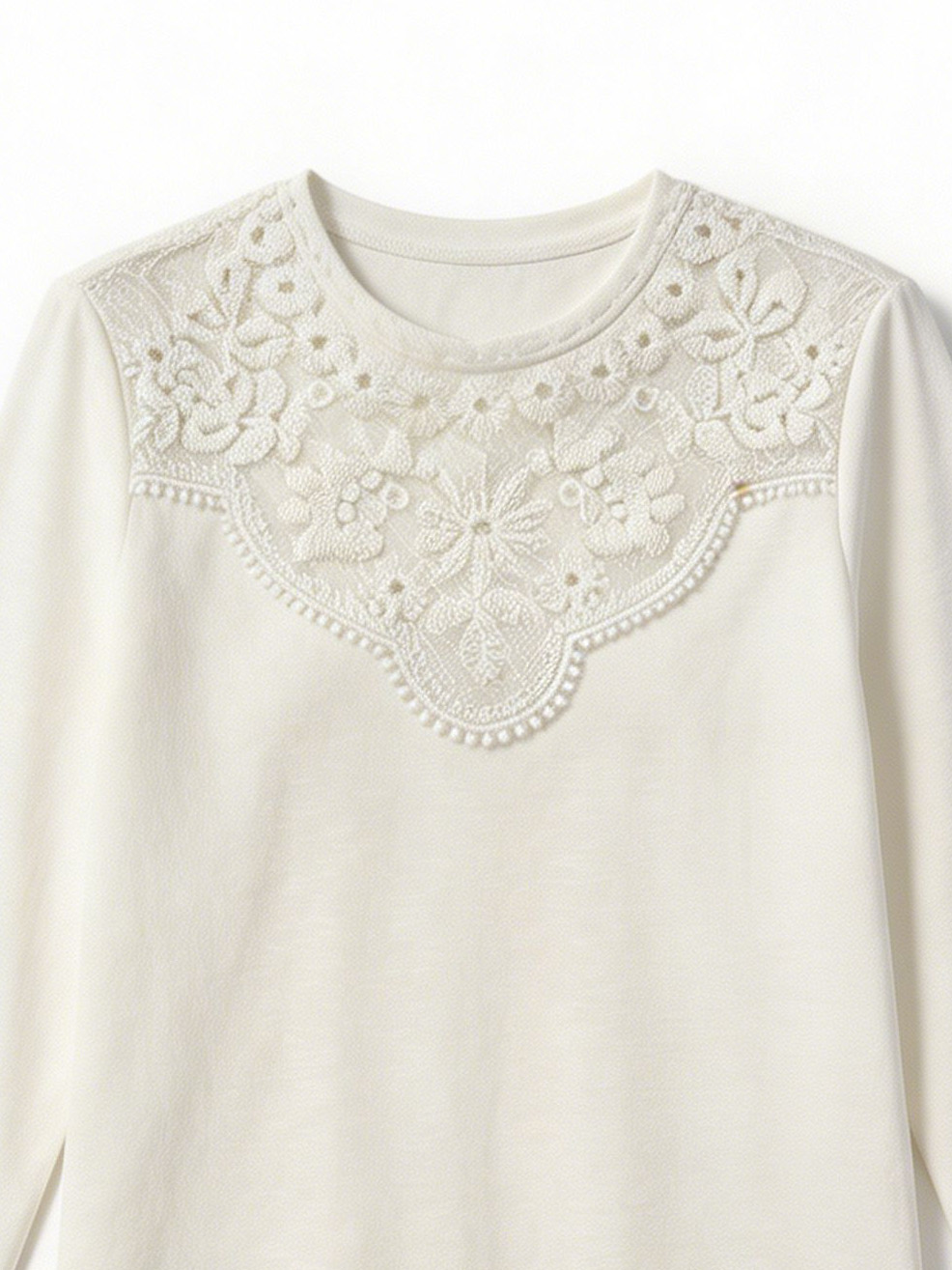 Women’s Lace Yoke Long Sleeve Knit Top M-43052