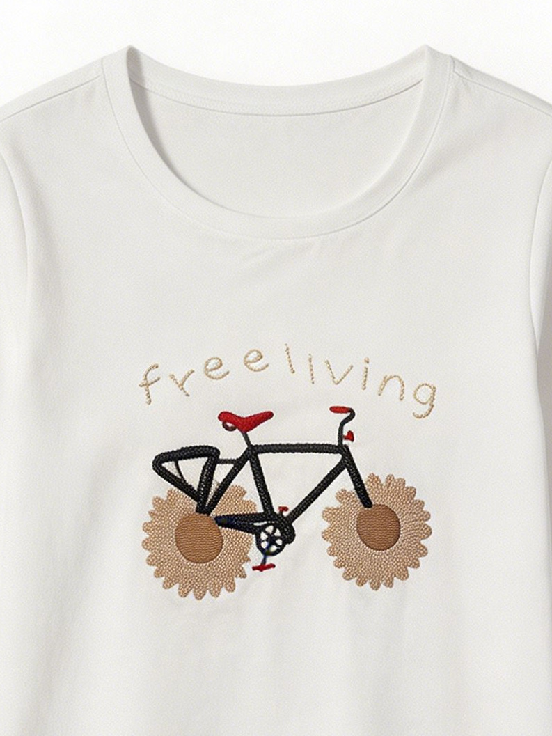 Women’s Bicycle Embroidered Long Sleeve T-Shirt M-43252