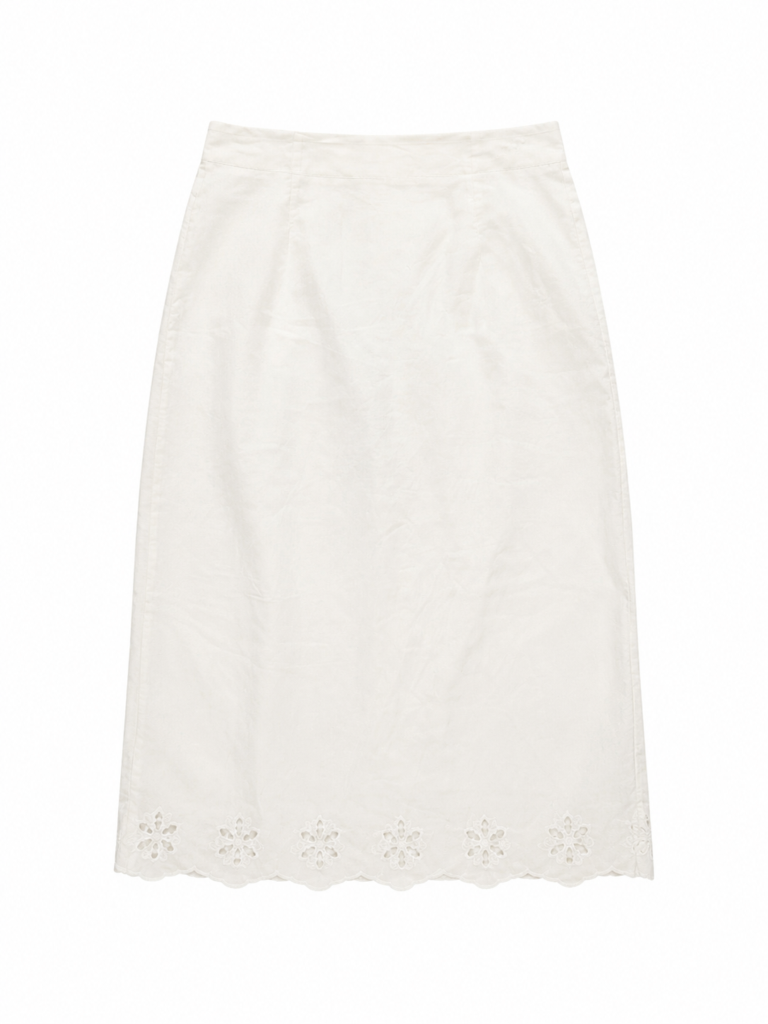 Women’s Linen Look Eyelet Hem Midi Skirt A-42611