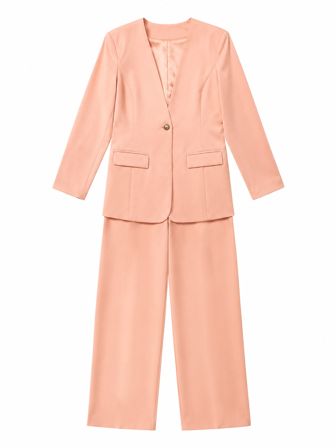 Women’s Blush Pink Tailored Blazer Pants Set C-38668+C-39855 