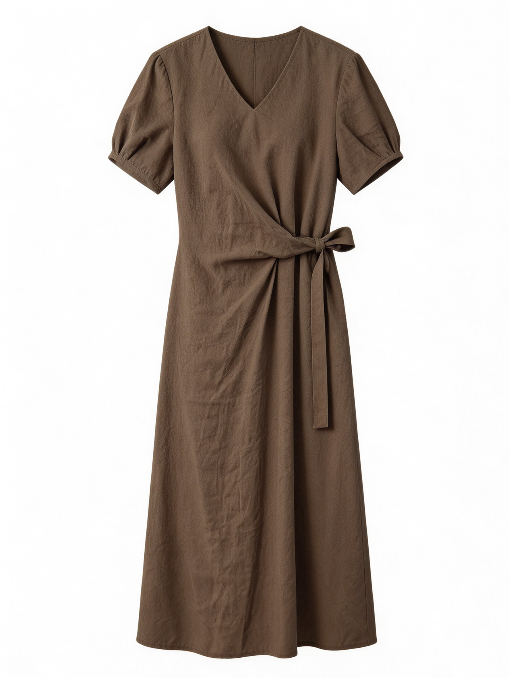 Women’s Linen Look Tie Waist Wrap Maxi Dress C-41879