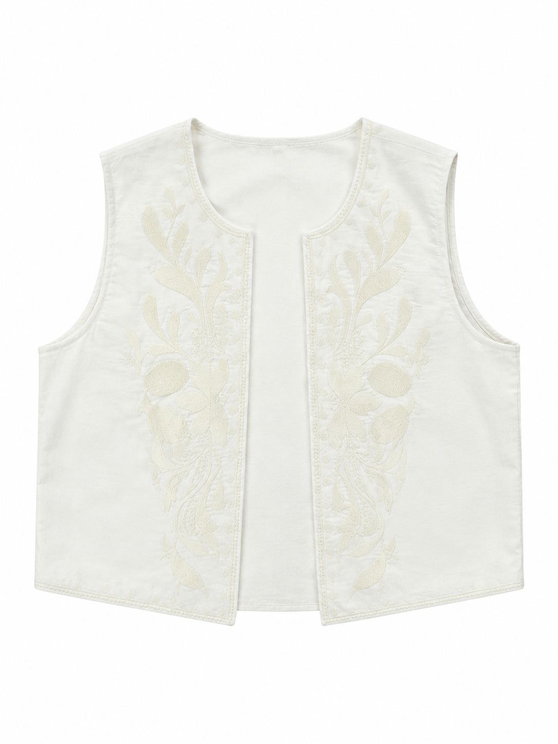 Women’s Boho Embroidered Open Front Vest D-41638