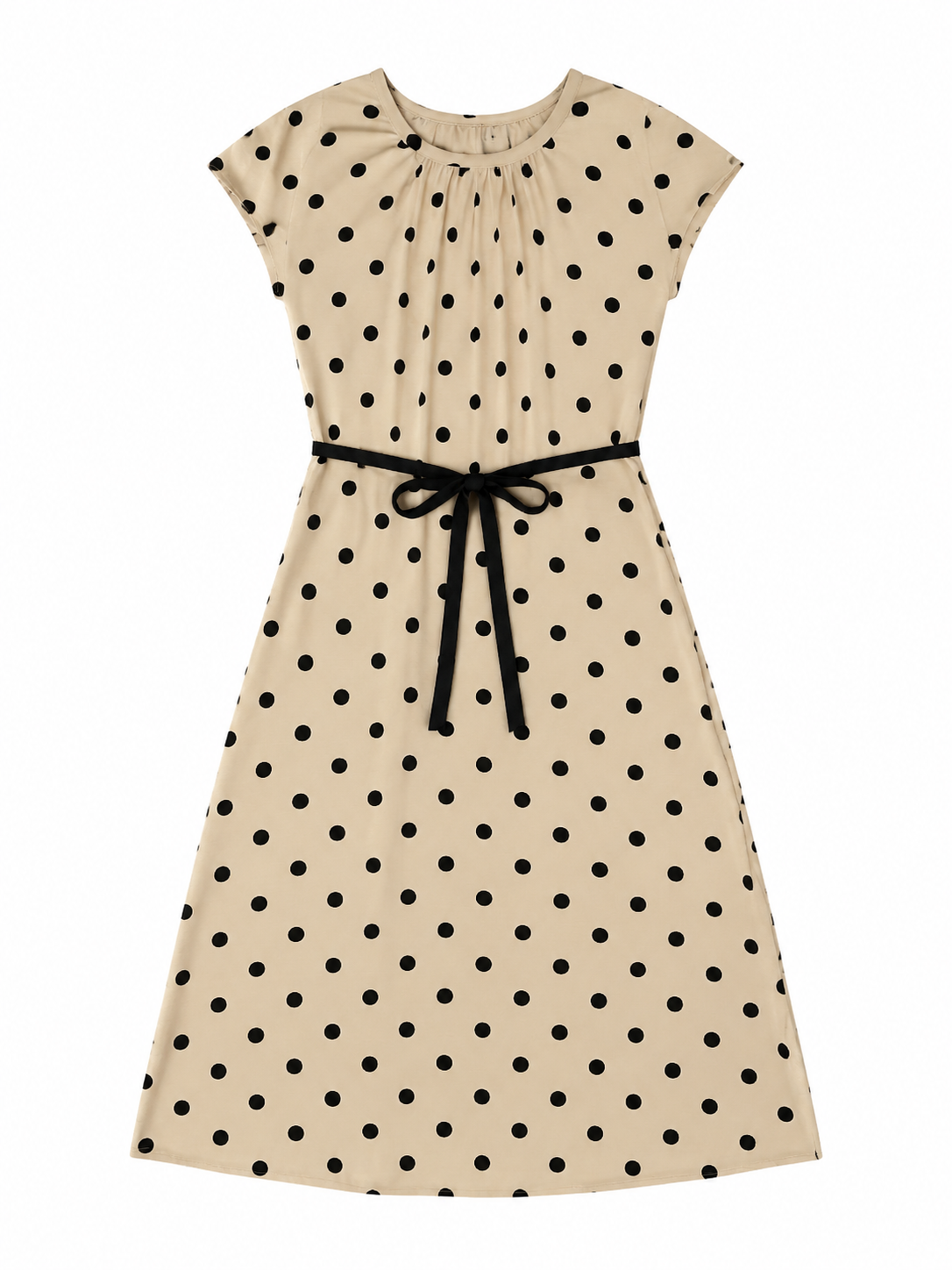 Women’s Polka Dot Tie Waist Midi Dress S-38992