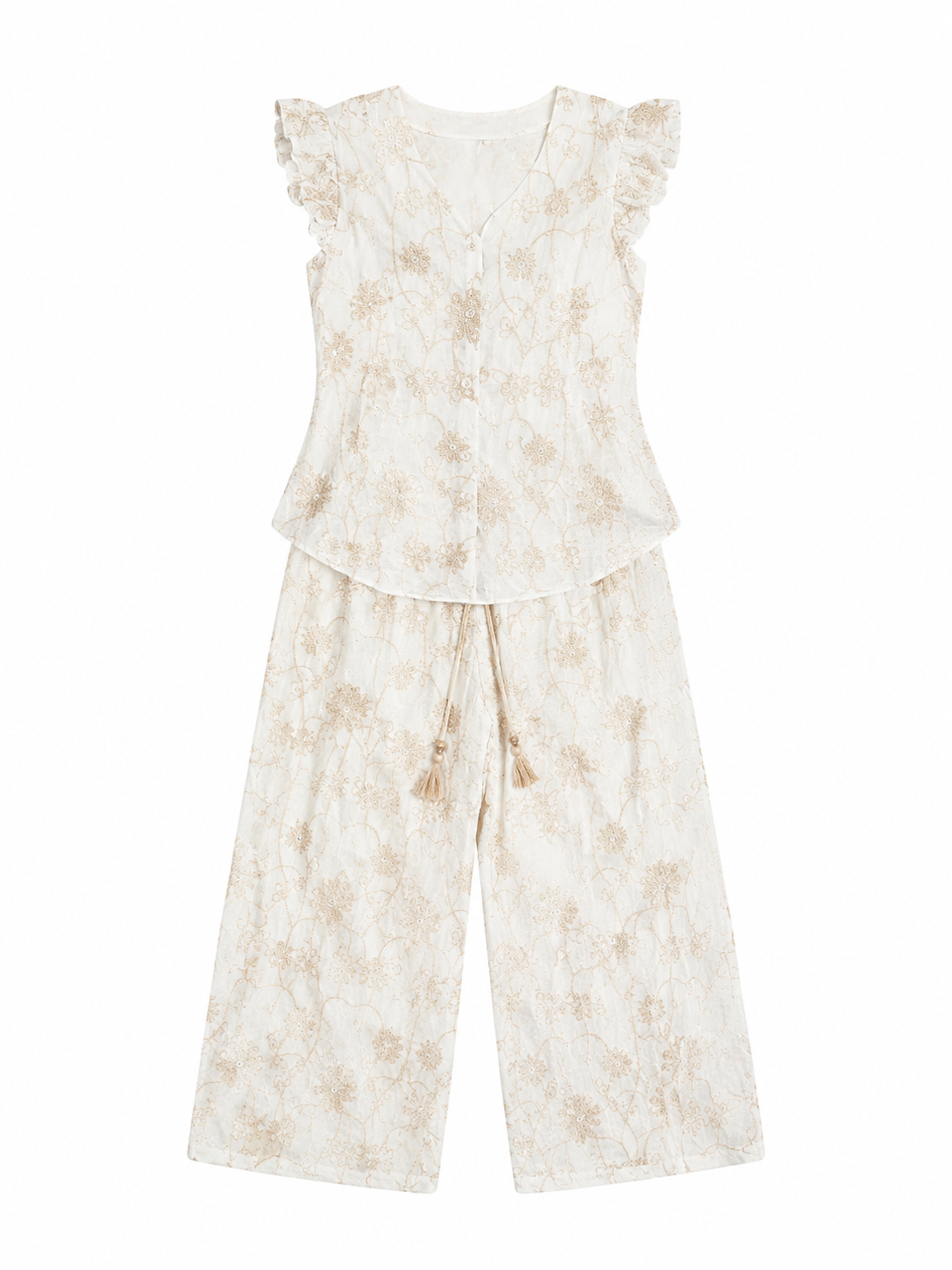 Women’s Boho Embroidered Resort Co-ord Set W-42933+W-42932