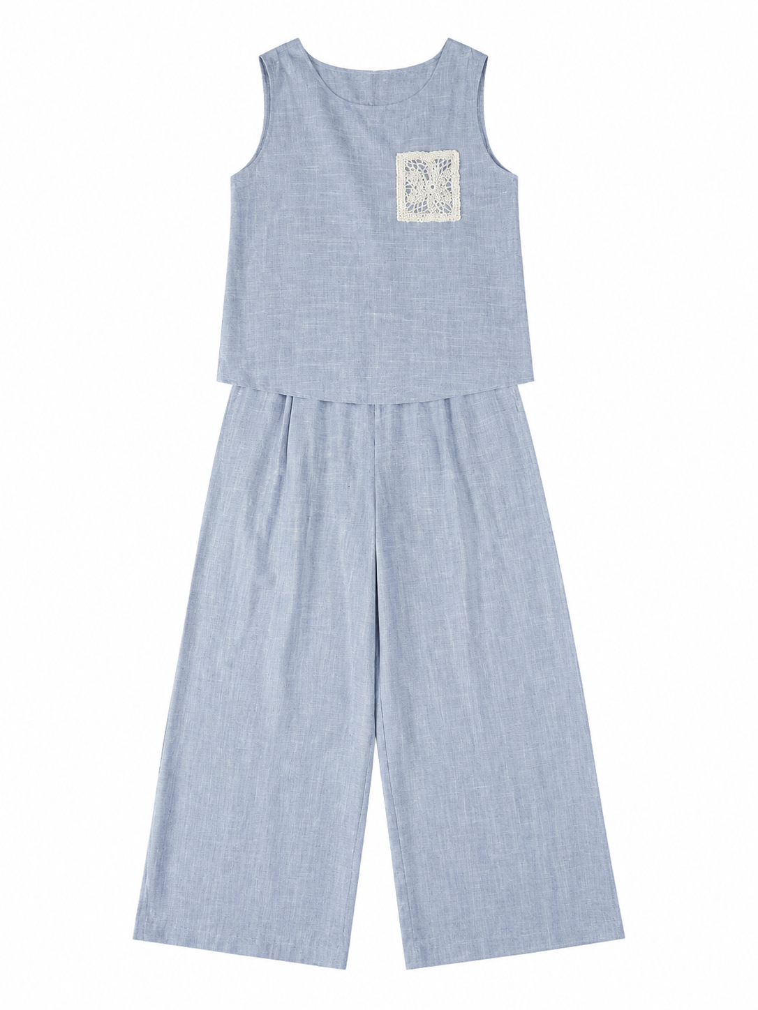 Women’s Linen-Blend Sleeveless Wide-Leg Co-ord Set W-42962+W-42960
