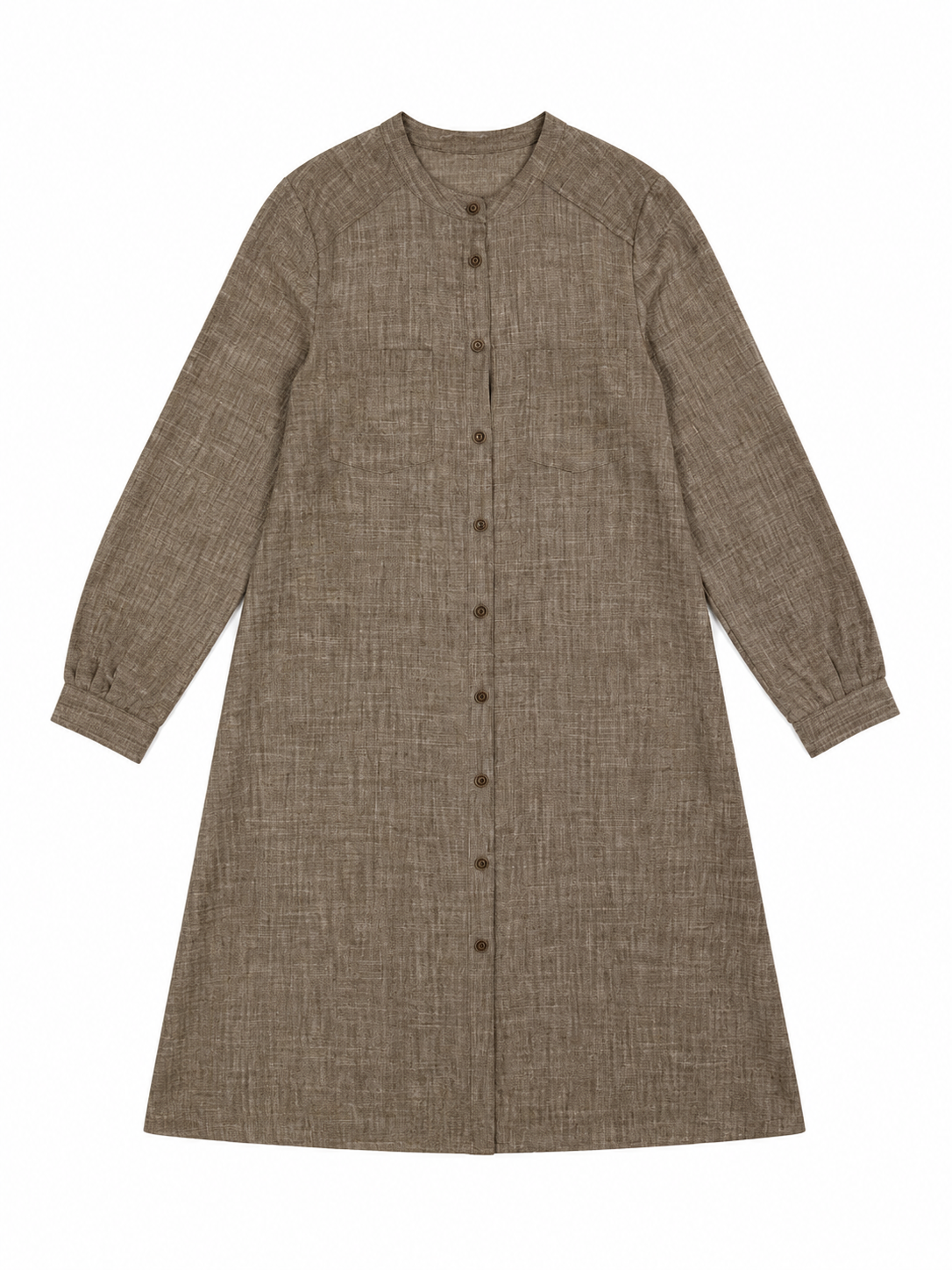 Women's Mocha Textured Button-Front Shirt Dress A-43182