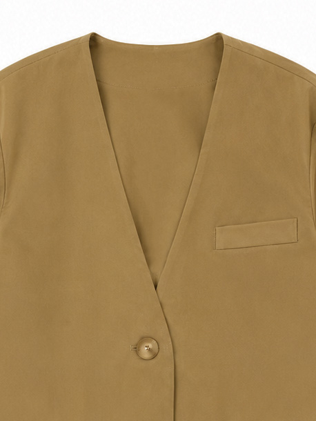 Women's Camel Collarless Button-Front Jacket C-41013
