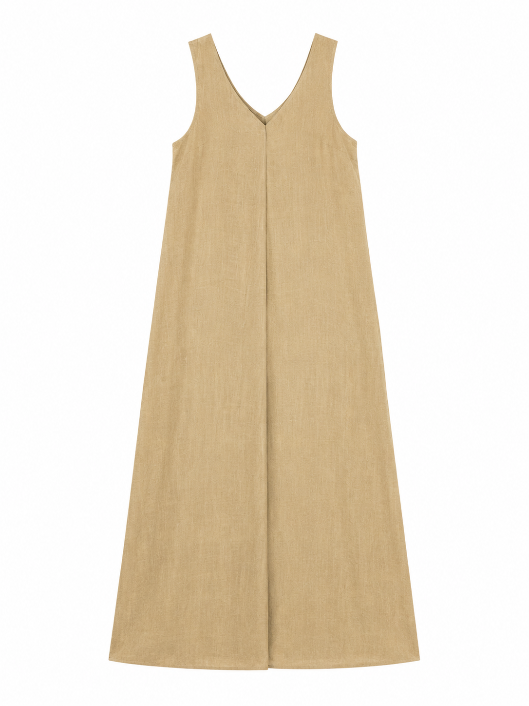 Women's Camel Sleeveless Minimalist Shift Dress W-42955