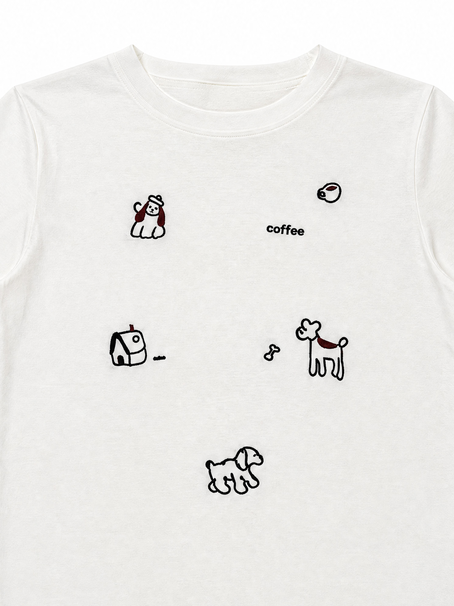 Women's White Mini Doodle Print T-Shirt 866