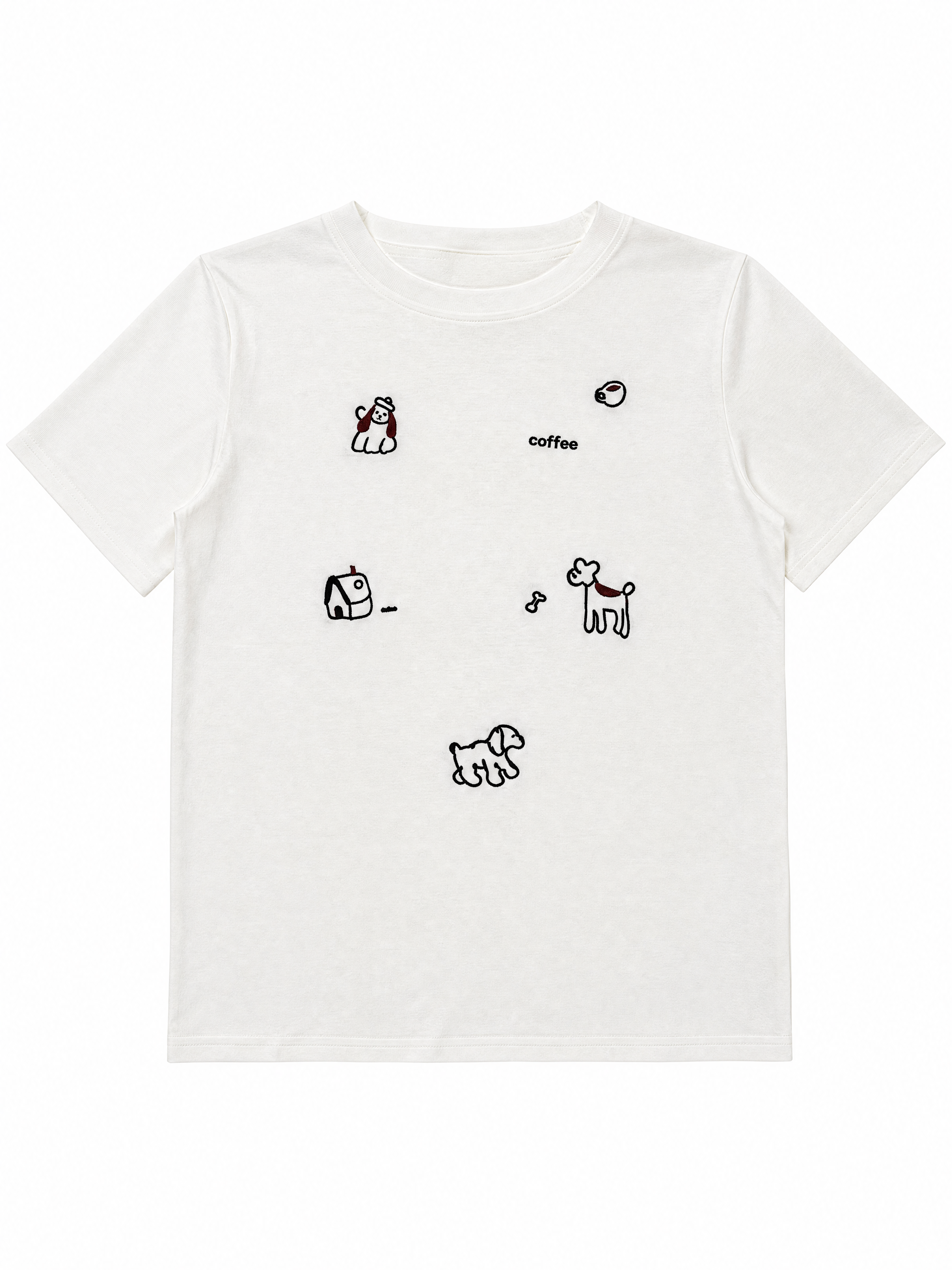 Women's White Mini Doodle Print T-Shirt 866