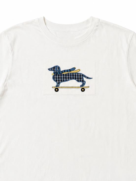 Women's White Colorful Dog Graphic T-Shirt 867