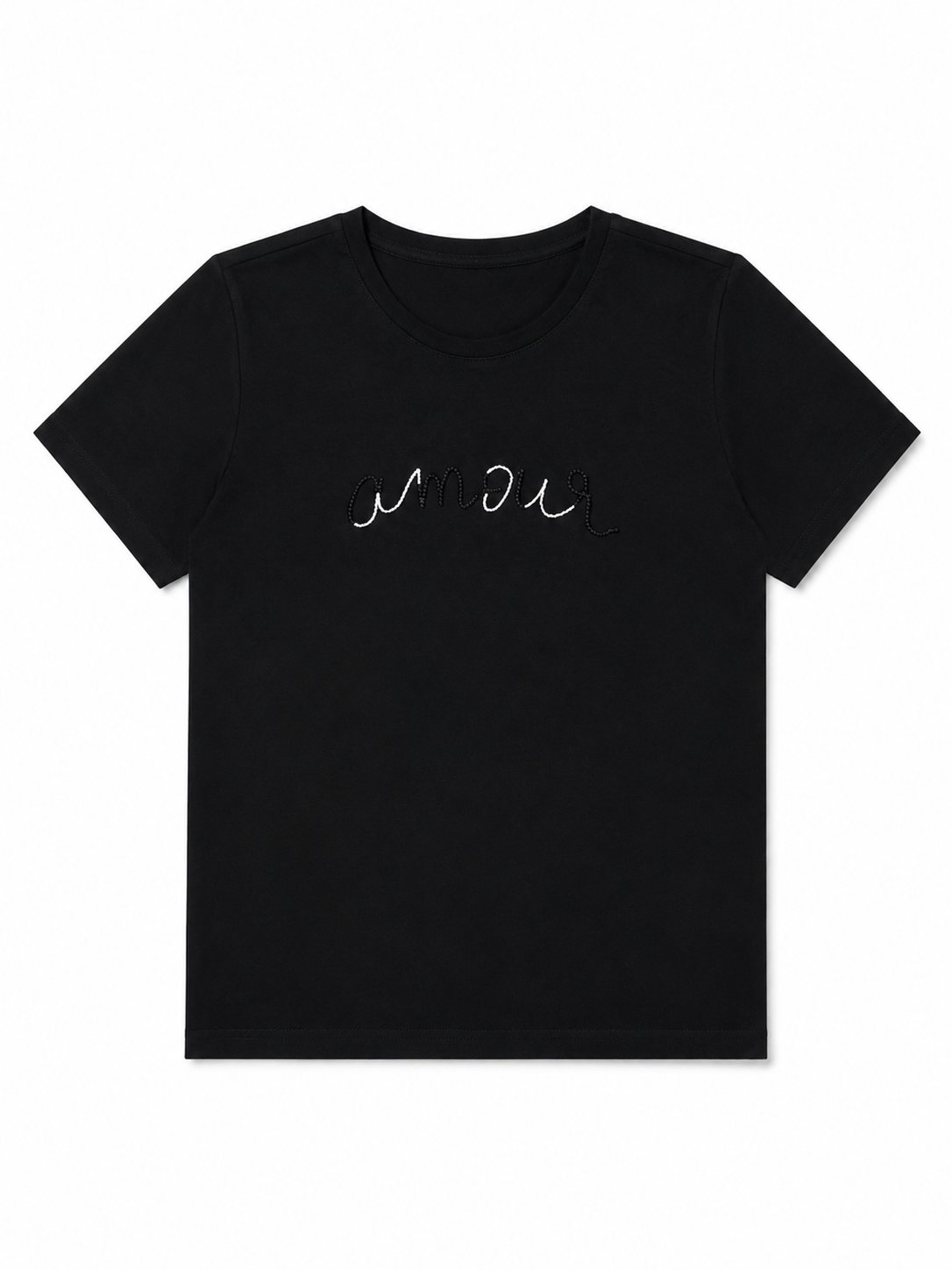 Women's Black Minimal Script Graphic T-Shirt 1297