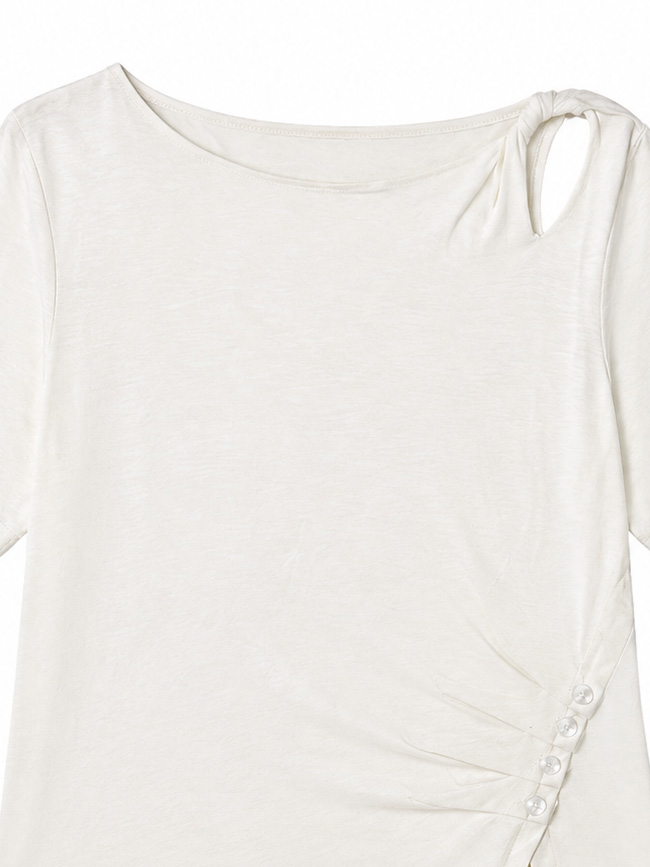 Women's Asymmetric Cutout-Shoulder T-Shirt 2219