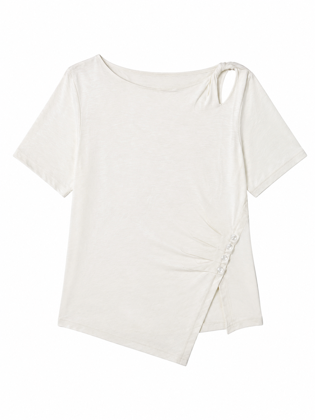 Women's Asymmetric Cutout-Shoulder T-Shirt 2219