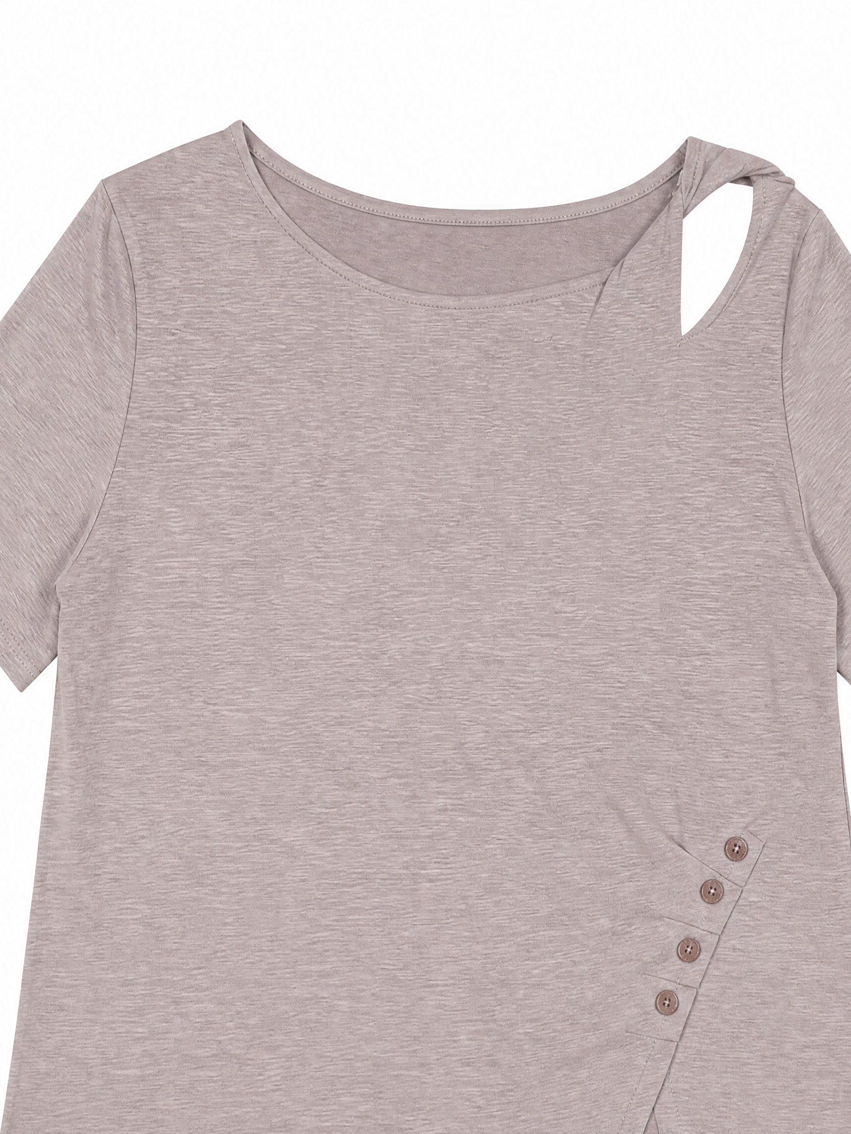 Women's Asymmetric Cutout-Shoulder T-Shirt 2219