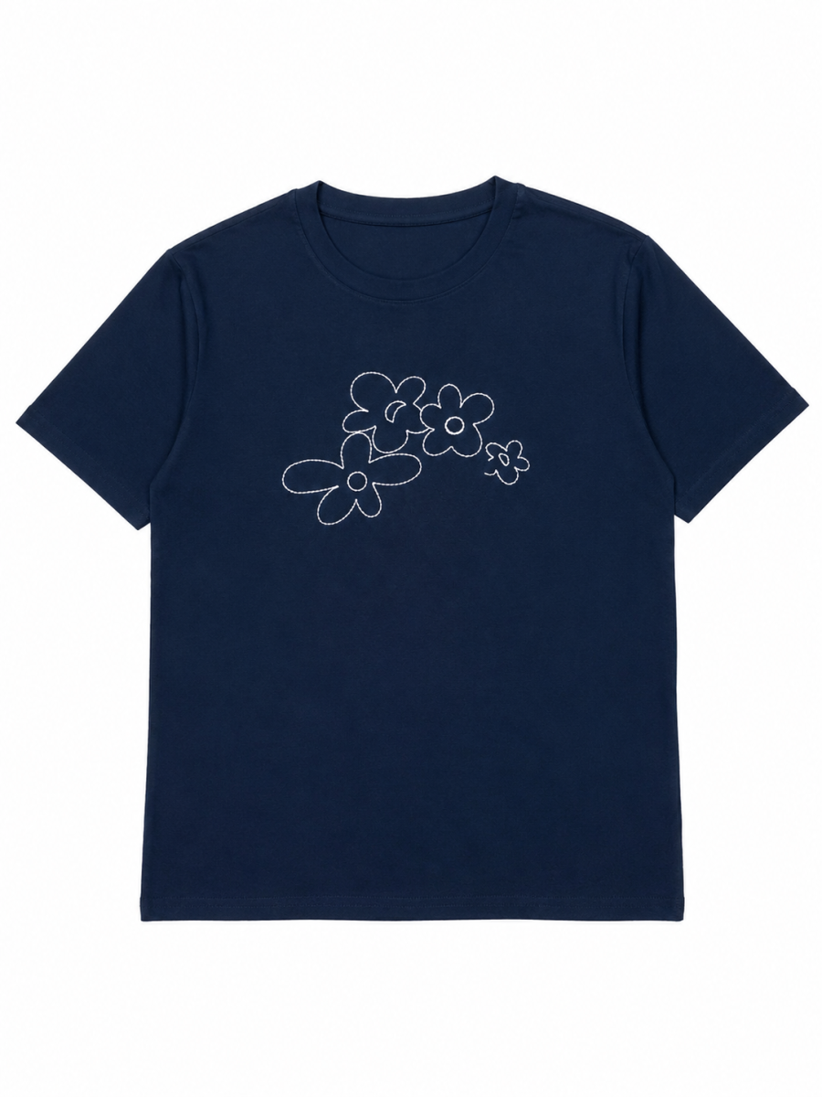 Women's Minimal Flower Line-Art T-Shirt 2904