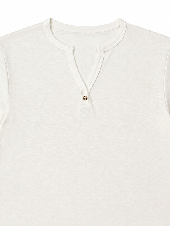 Women's V-Neck Henley T-Shirt 6611