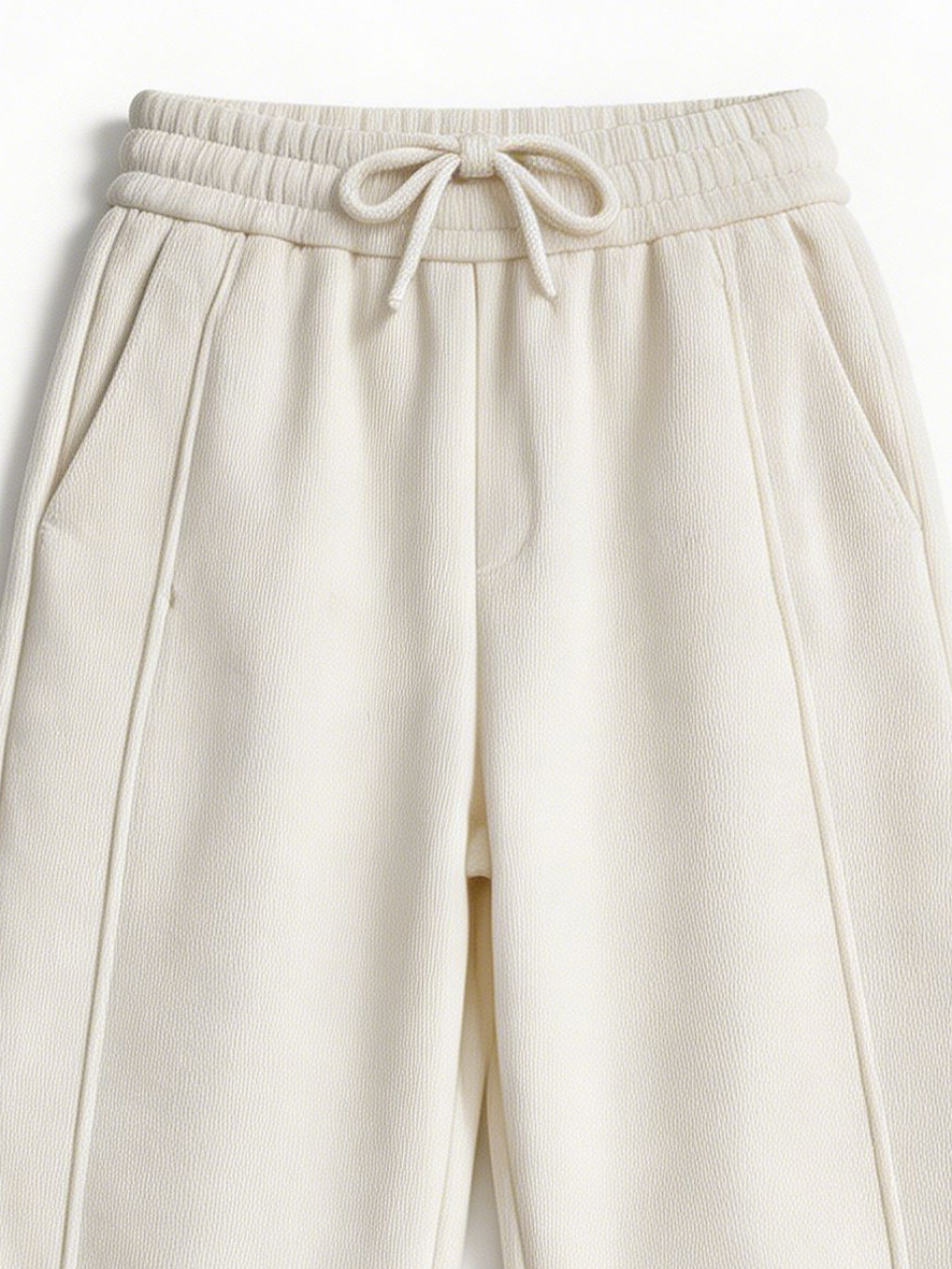 Women's Ivory Seamed Wide-Leg Drawstring Sweatpants C-S209417-1