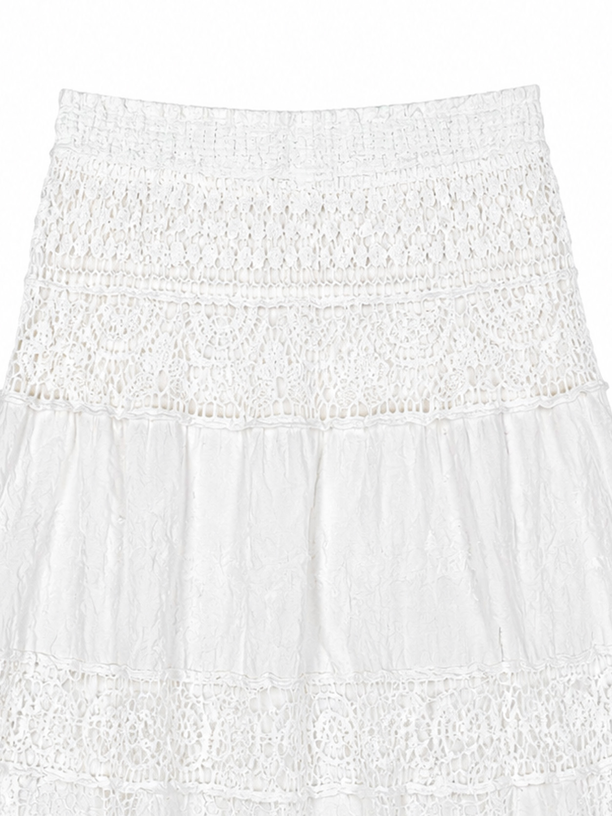 Women's White High-Waist Floral Lace Maxi Skirt 5095