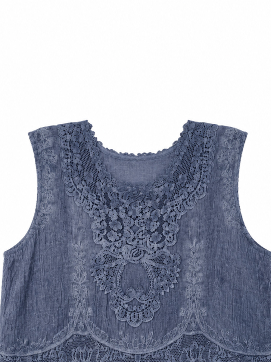 Women's White Floral Lace Sleeveless Tank Top C11