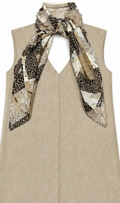 Elegant Khaki Sleeveless Linen Maxi Dress W-42955