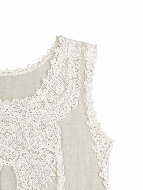 Vintage Heavy‑Duty Cut‑Out Lace Waistcoat W-43525