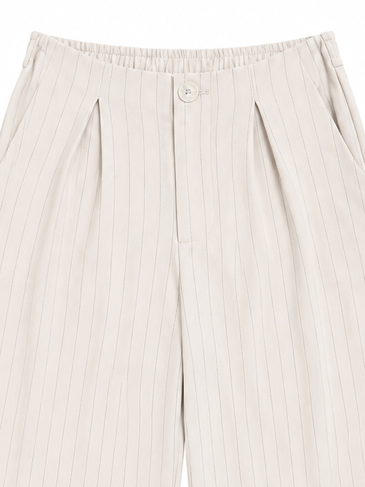 Women's Cream Pinstripe Wide‑Leg Trousers C-43667