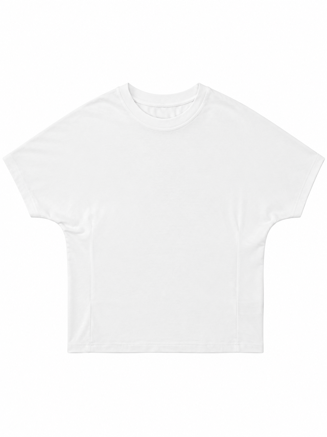 Women's White Linen‑Texture Batwing Short‑Sleeve T‑Shirt M-41723