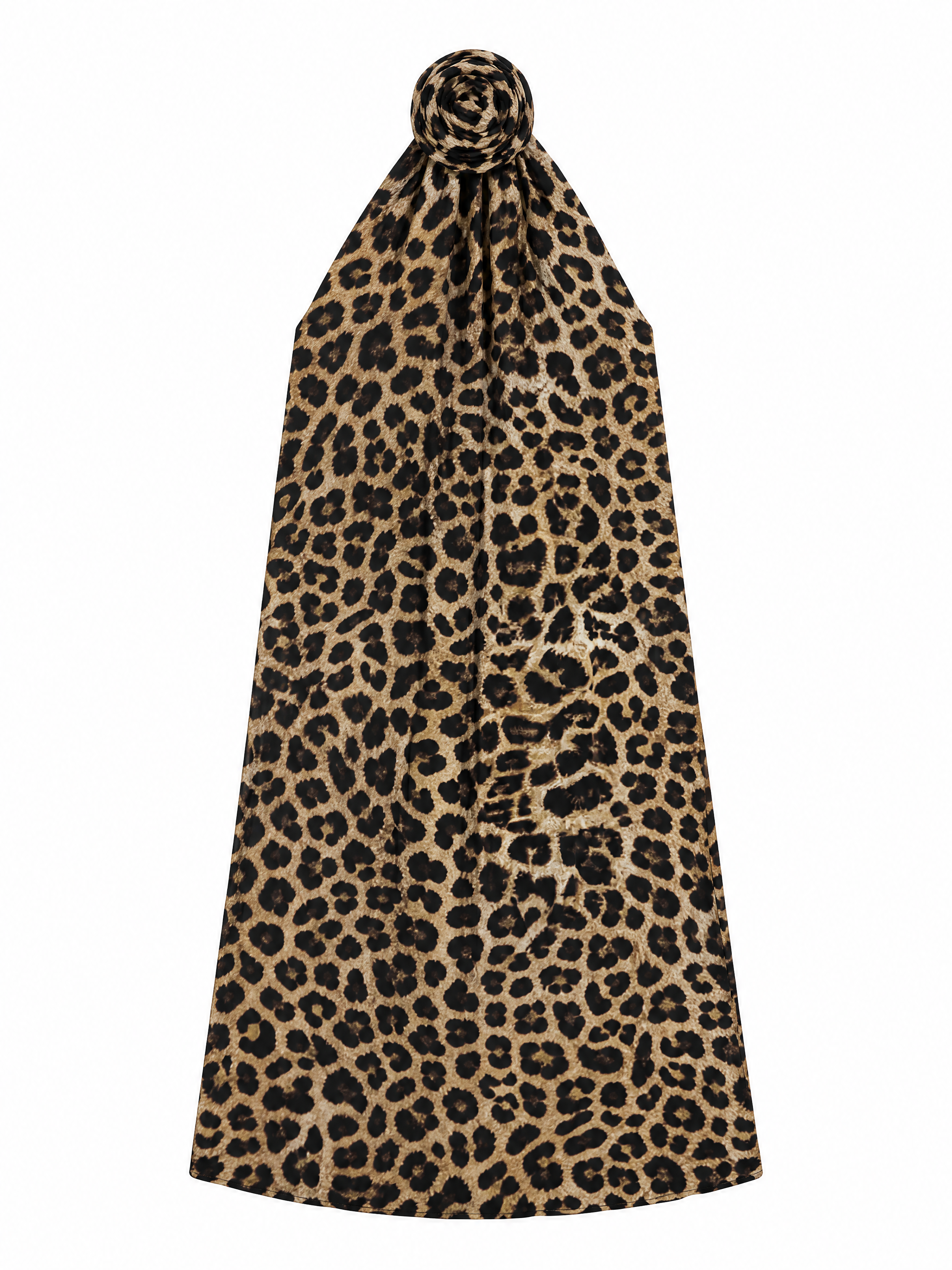 Chic Leopard‑Print Sleeveless Halter Long Dress W-35231