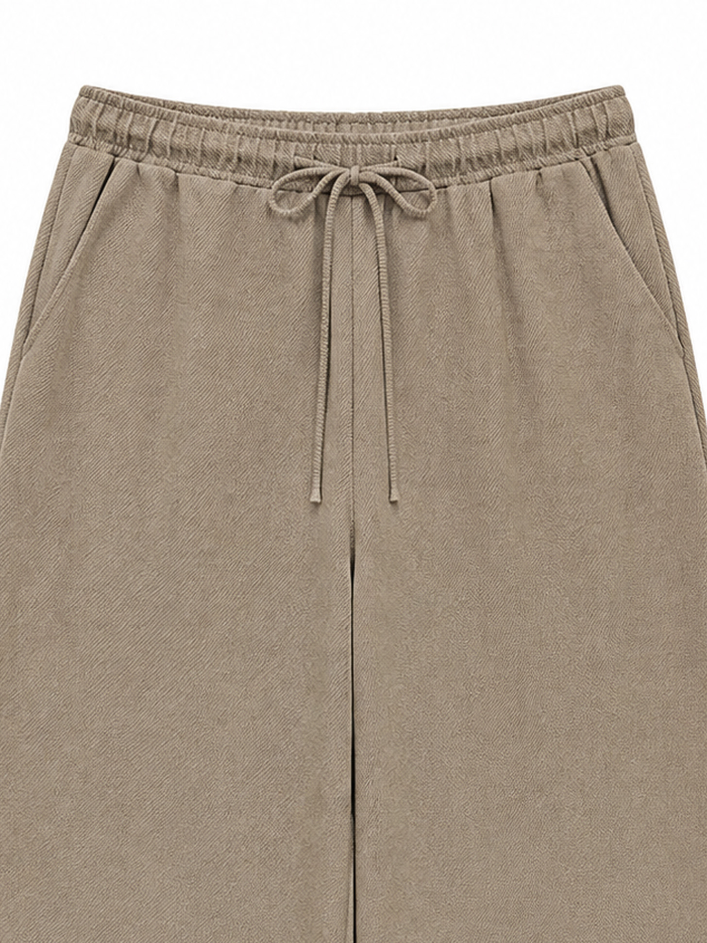 Elegant Taupe Flowy Wide‑Leg Pants W-43062