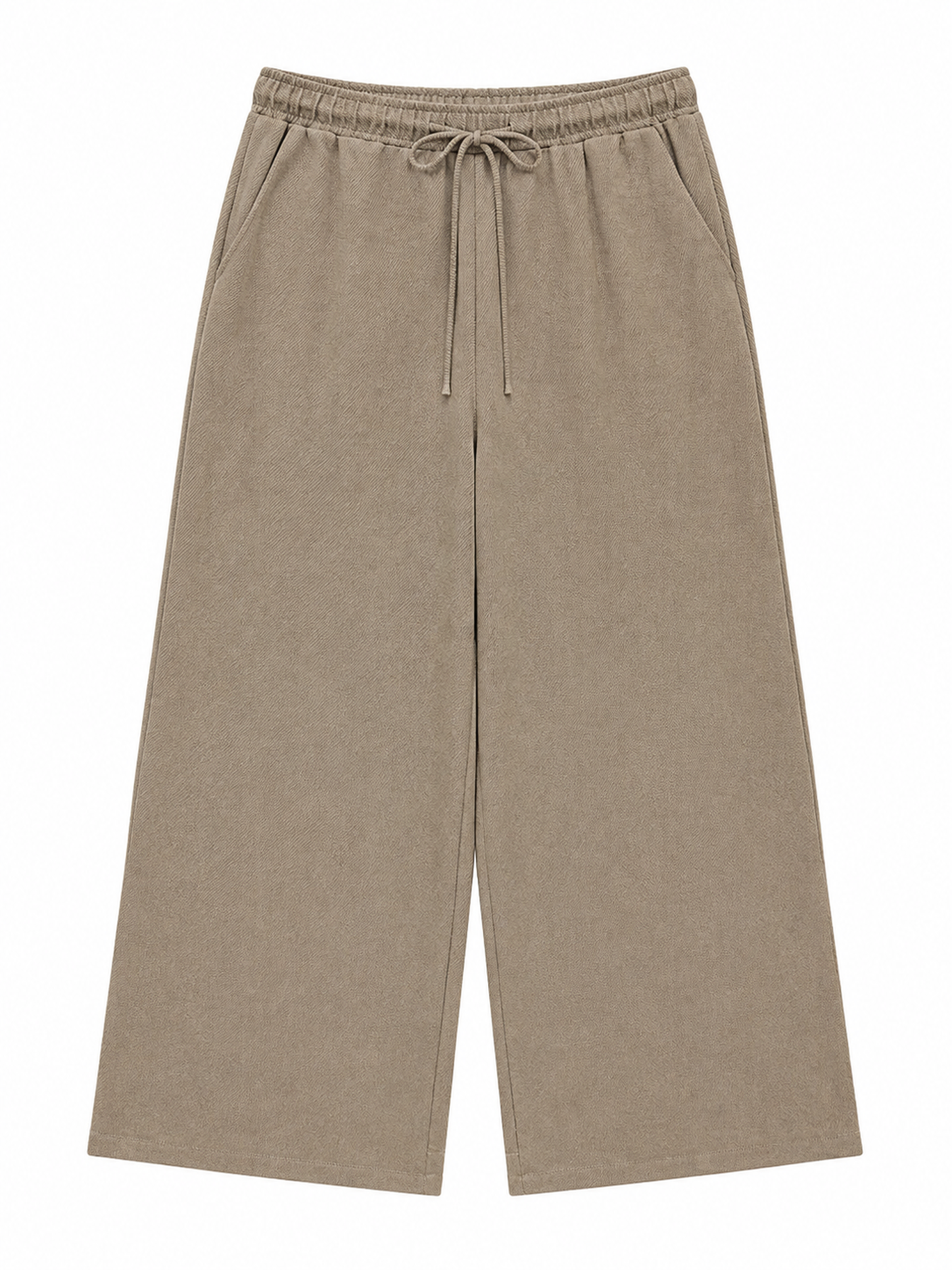 Elegant Taupe Flowy Wide‑Leg Pants W-43062