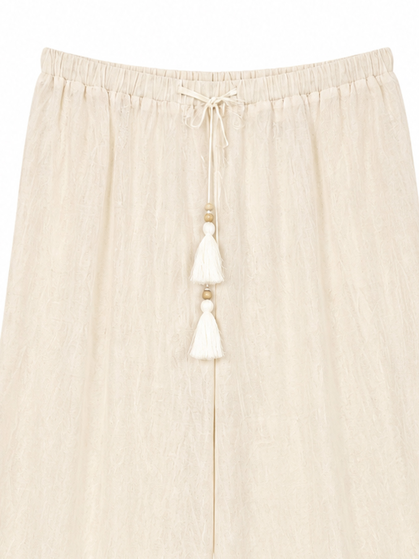 Elegant Off‑White Vacation Wide‑Leg Trousers W-43167