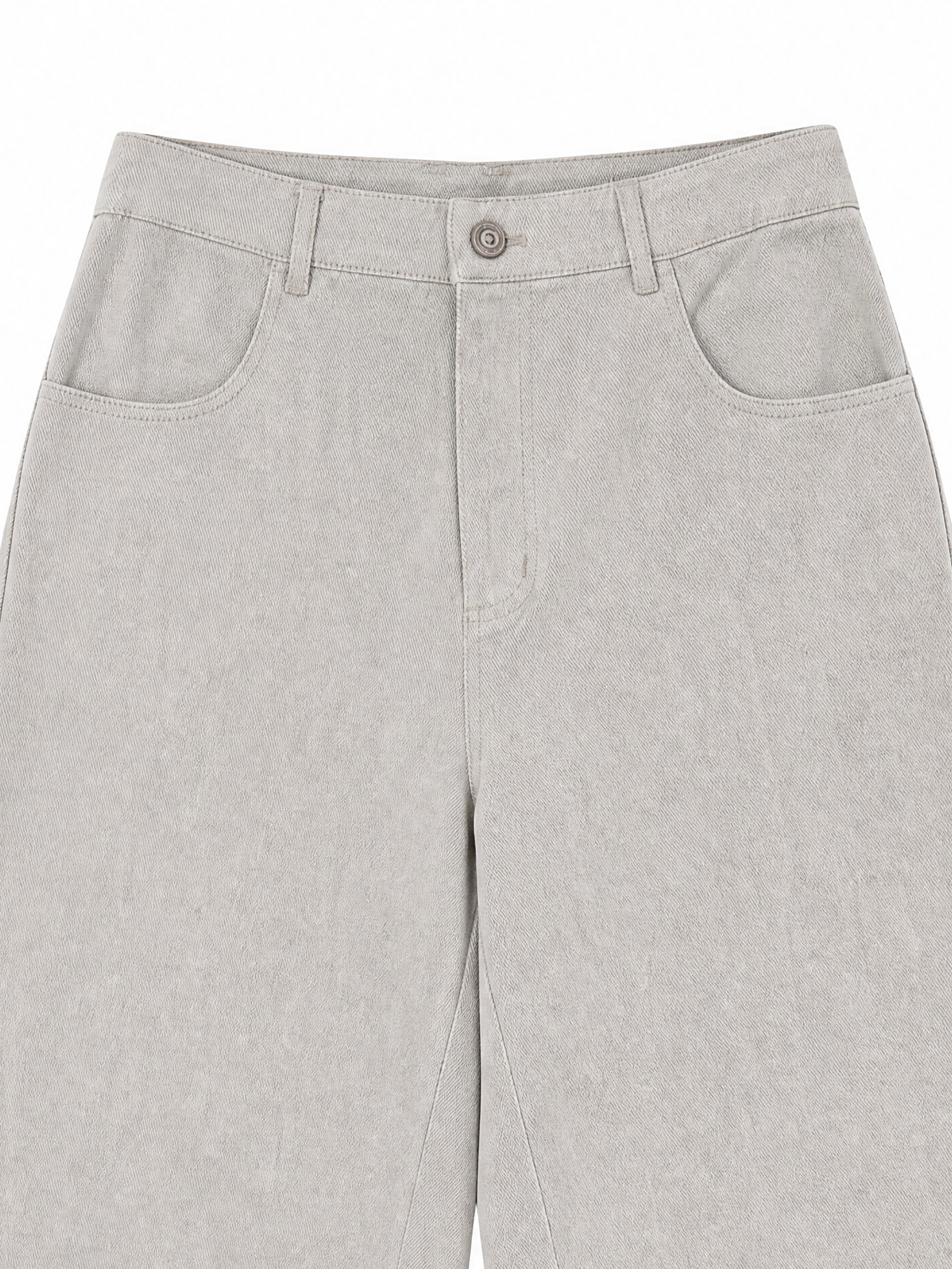 Women's Oatmeal High‑Waist Straight‑Leg Trousers W-43206