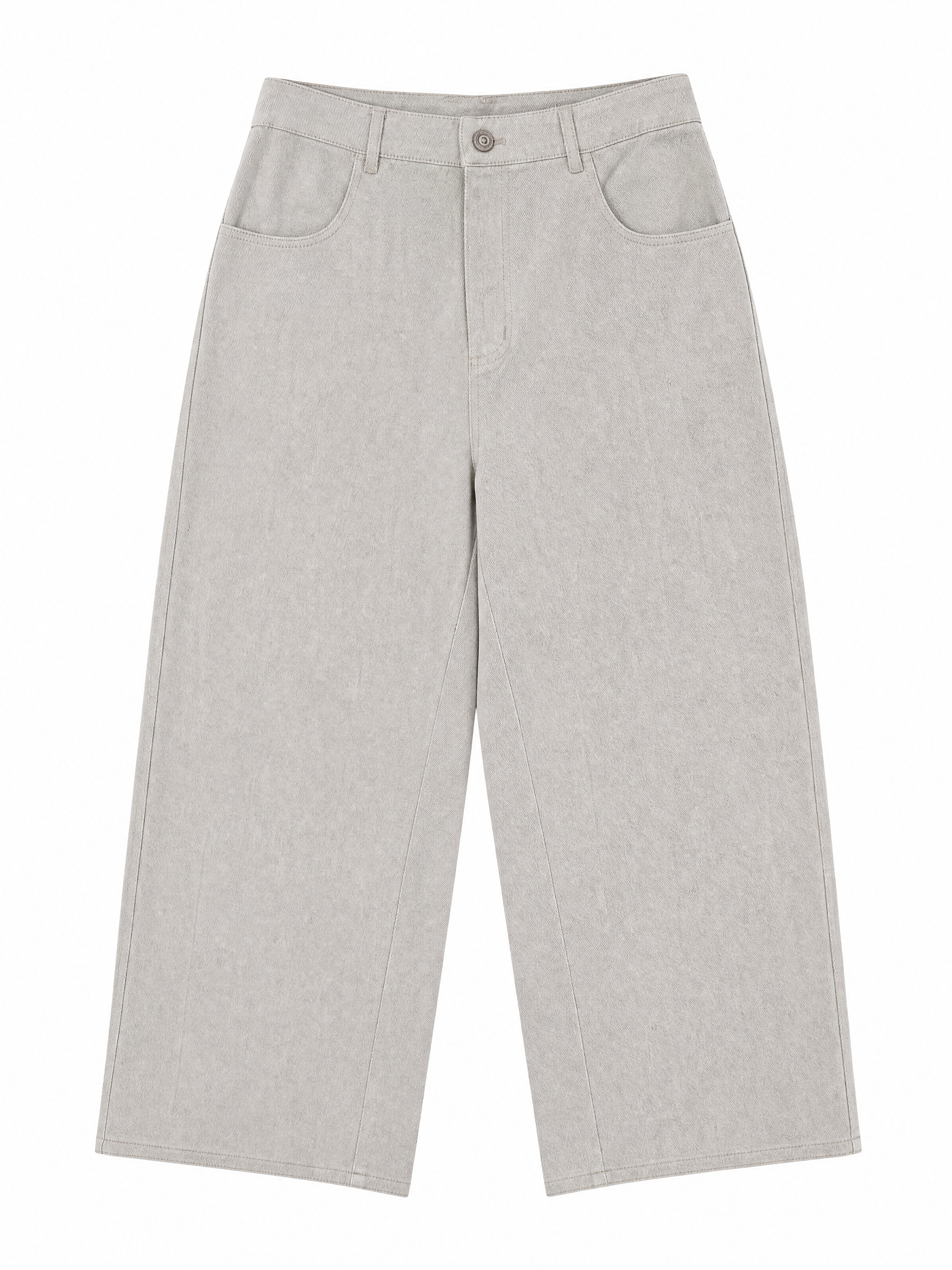 Women's Oatmeal High‑Waist Straight‑Leg Trousers W-43206