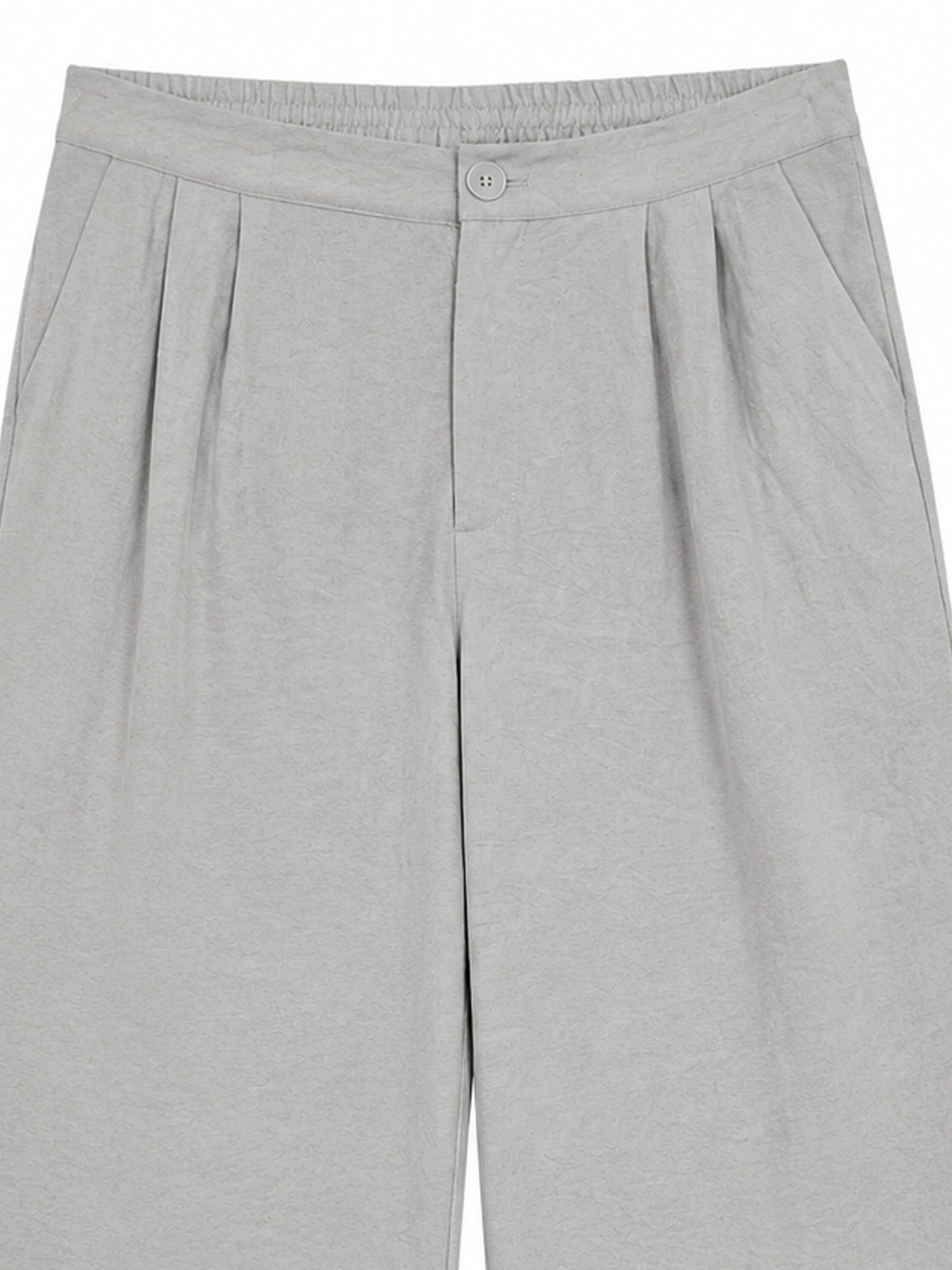 Elegant Grey Flowy Linen Wide‑Leg Pants W-43482
