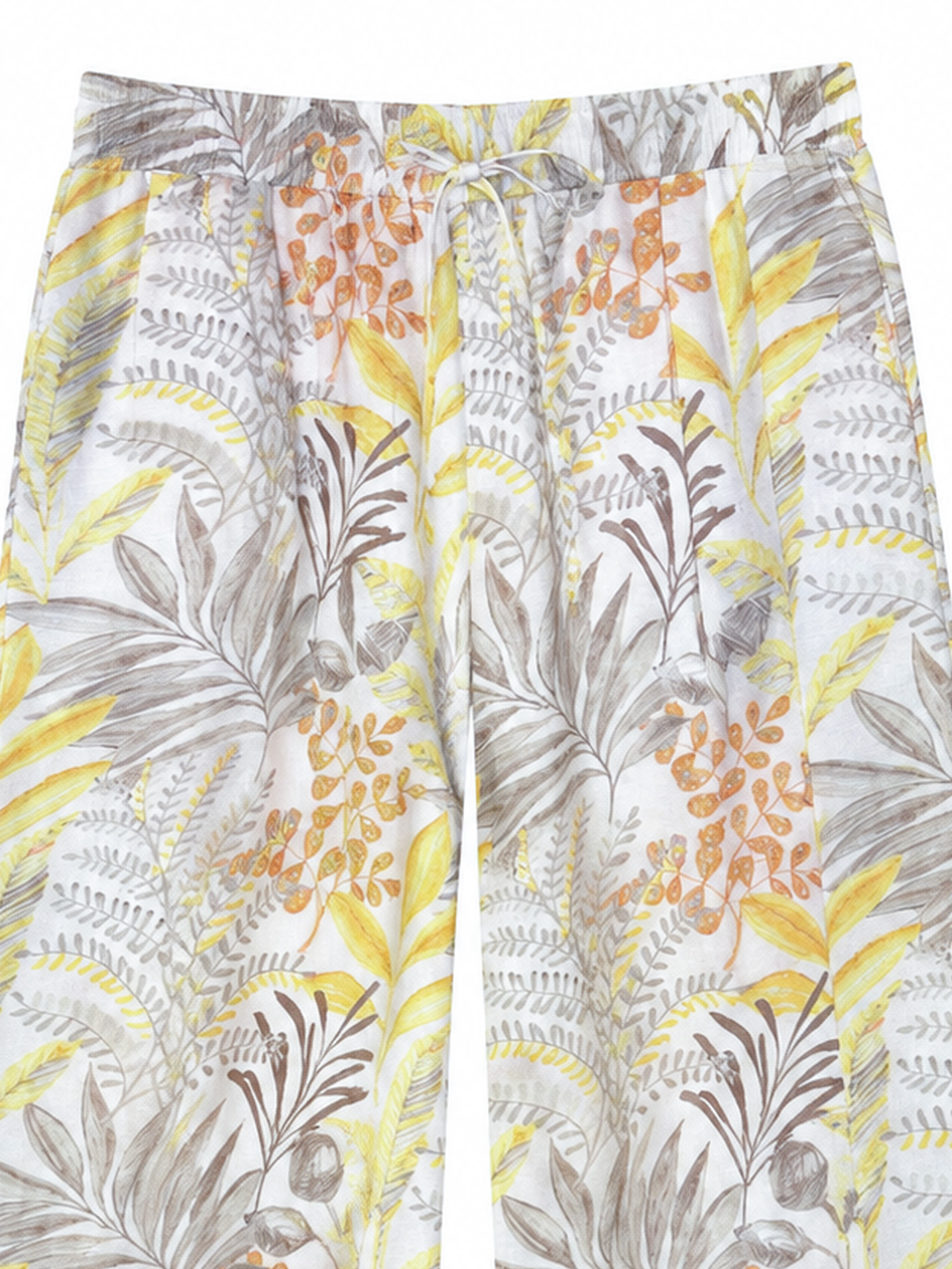 Women's Tropical Leaf Print Wide‑Leg Palazzo Pant W-43516