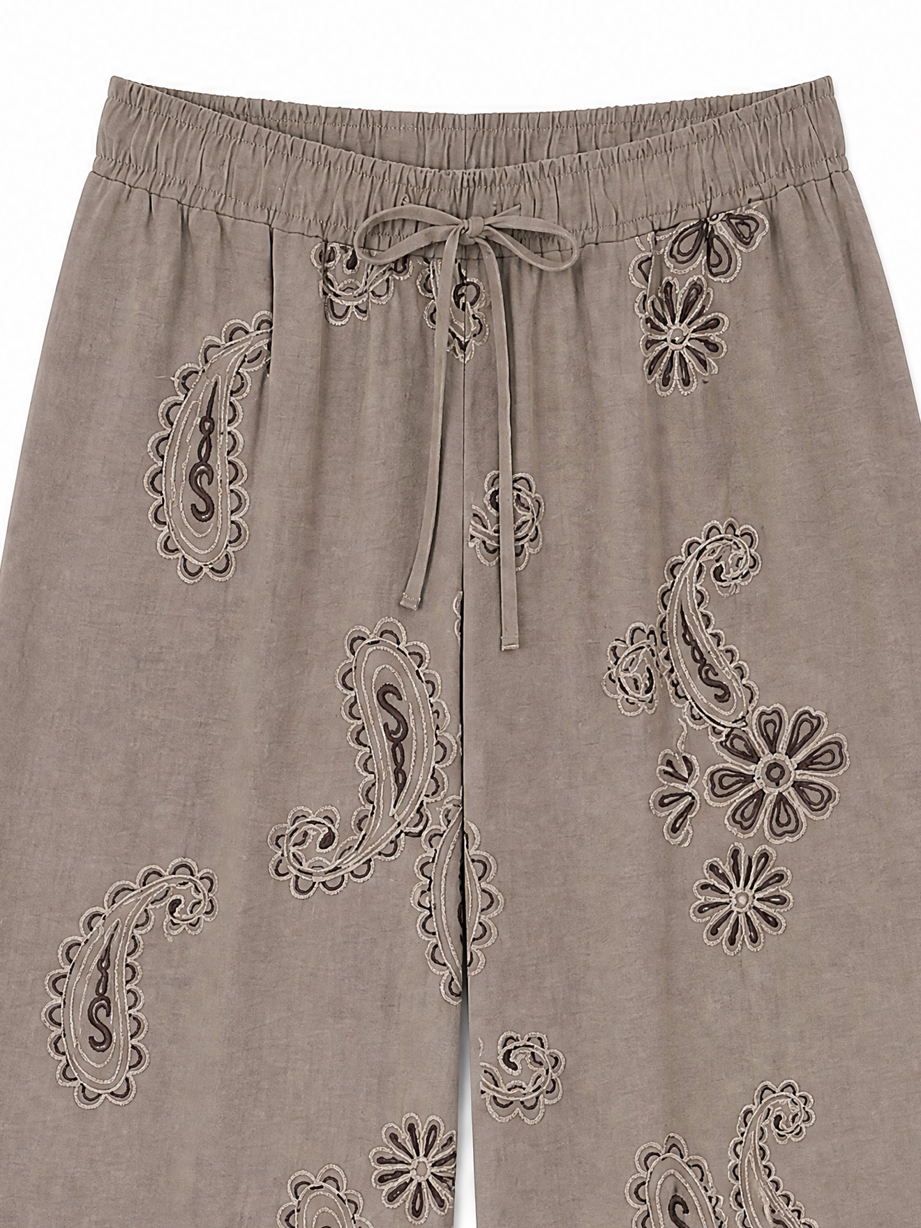 Women's Boho Paisley Embroidered Wide‑Leg Palazzo Pants W-43518