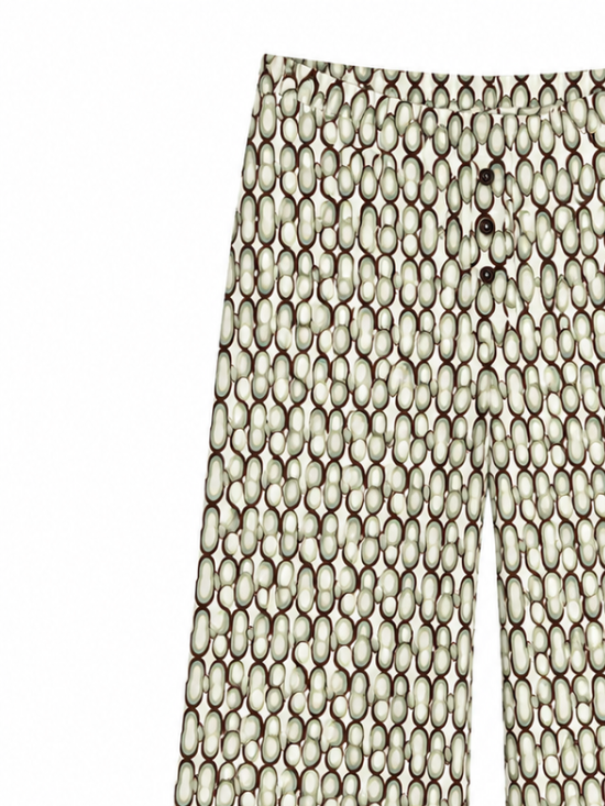 Retro Oval Printed Flowy Wide Leg Pants A-42763