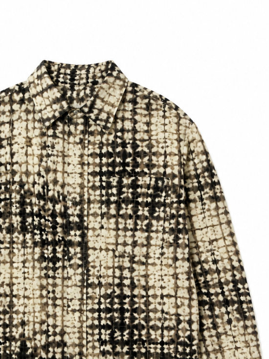 Boho Tie‑Dye Print Oversized Button‑Front Shirt A-43150