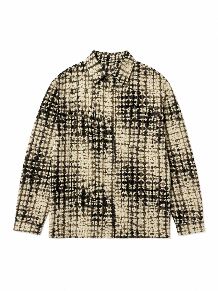 Boho Tie‑Dye Print Oversized Button‑Front Shirt A-43150