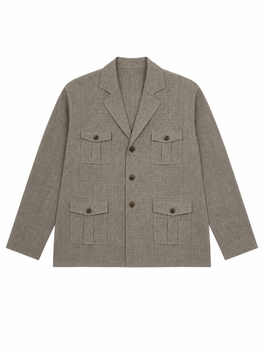 Chic Linen Field Safari Jacket C-43241